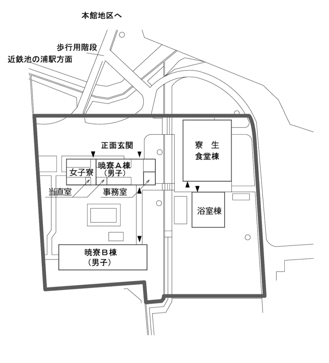 暁寮を上から見た図